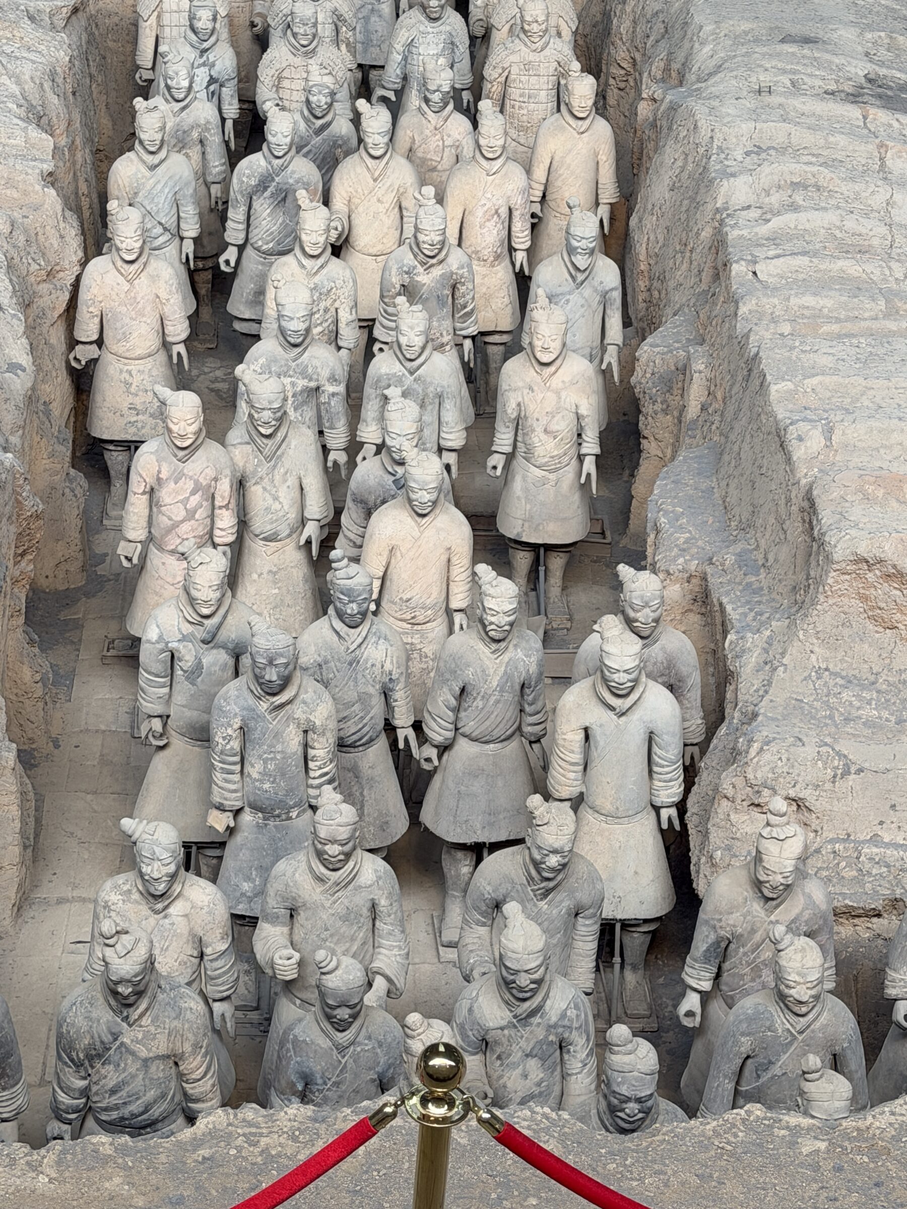 Rows of Terracotta Warriors in their pit